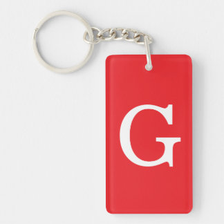 Porte-clefs Monogramme de lettre initiale rouge blanc simple