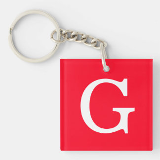 Porte-clefs Monogramme de lettre initiale rouge blanc simple