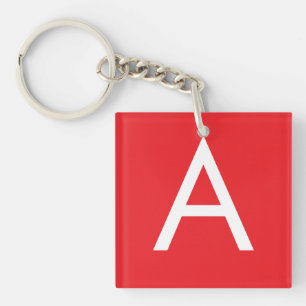 Porte-clefs Monogramme de lettre initiale rouge blanc simple m