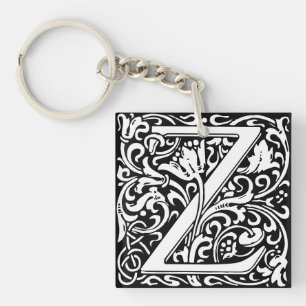 Porte-clefs Monogramme de lettre Z de l'alphabet floral