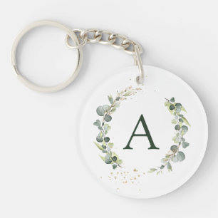 Porte-clefs Monogramme de l'Eucalyptus Botanique Mariage de ve