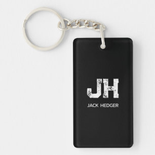 PORTE-CLEFS MONOGRAMME DE NOM À DEUX LETTRES BLANC MINIMALISTE