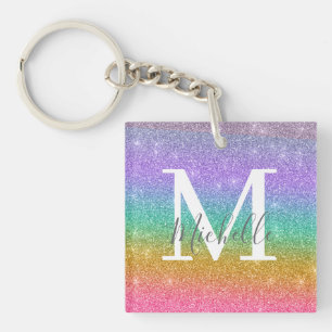 Porte-clefs Monogramme de nom personnalisé avec faux brillants