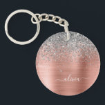 Porte-clefs Monogramme de Parties scintillant d'argent en méta<br><div class="desc">Or rose - Blush Rose et Argent Faux Foil Parties scintillant étincelante métallique brossé Monogramme de métal Nom Porte - clé. Cela rend le cadeau parfait pour 16 ans,  mariage,  douche nuptiale,  anniversaire,  baby shower ou bachelorette pour quelqu'un qui aime le luxe glam et les styles chic.</div>