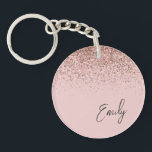 Porte-clefs Monogramme de Parties scintillant rose pâle Rose<br><div class="desc">Girly Rose Gold - Blush Pink Sparkle Parties scintillant Script Monogramme Nom Porte - clé. Cela rend le cadeau parfait pour 16 ans,  mariage,  douche nuptiale,  anniversaire,  baby shower ou bachelorette pour quelqu'un qui aime le luxe glam et les styles chic.</div>