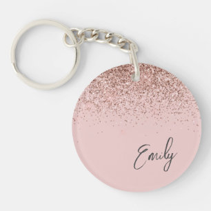 Porte-clefs Monogramme de Parties scintillant rose pâle Rose