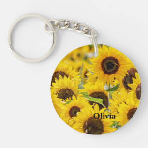 Porte-clefs Monogramme de tournesol personnalisé