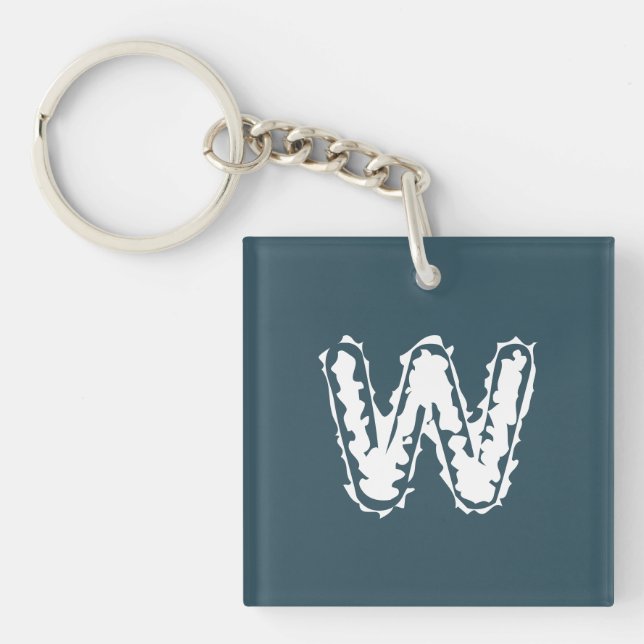 Porte-clefs Monogramme déplaisant blanc sur bleu (Devant)