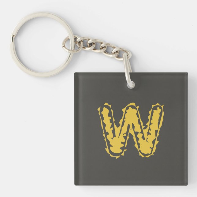 Porte-clefs Monogramme déplaisant Moody Jaune sur gris foncé (Devant)