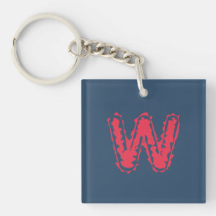 Porte-clefs Monogramme déplaisant rouge sur bleu