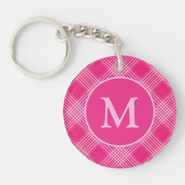 Porte-clefs Monogramme élégant rose vif (Devant)
