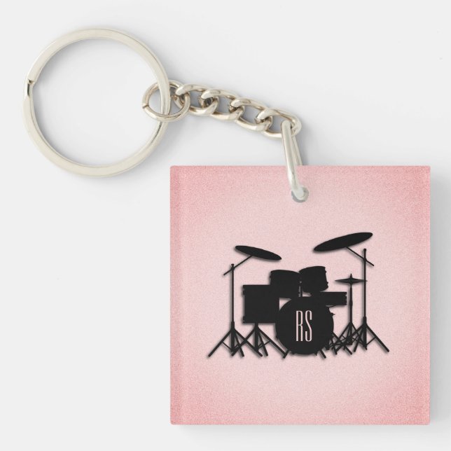 Porte-clefs Monogramme Ensemble de musique Design rose (Devant)