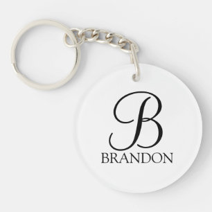 Porte-clefs Monogramme et nom de script personnalisé