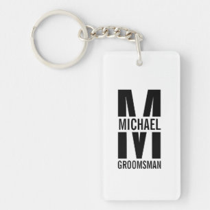 Porte-clefs Monogramme et nom des Groomsmen personnalisés mode
