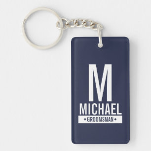 Porte-clefs Monogramme et nom du Groomsman Personnalisé de la 