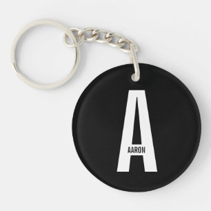 Porte-clefs Monogramme et nom gras personnalisés modernes