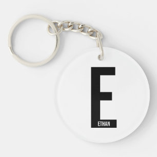 Porte-clefs Monogramme et nom gras personnalisés modernes