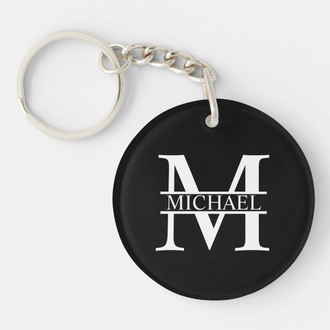Porte-clefs Monogramme et nom personnalisés (Devant)