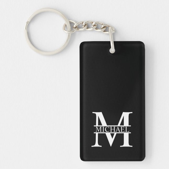 Porte-clefs Monogramme et nom personnalisés (Devant)