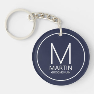 Porte-clefs Monogramme et nom personnalisés de la marine moder