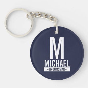 Porte-clefs Monogramme et nom personnalisés du garçon d'honneu