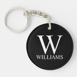 Porte-clefs Monogramme et nom personnalisés en noir