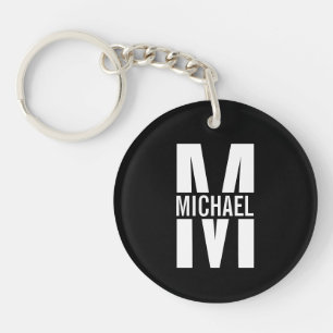 Porte-clefs Monogramme et nom personnalisés en noir