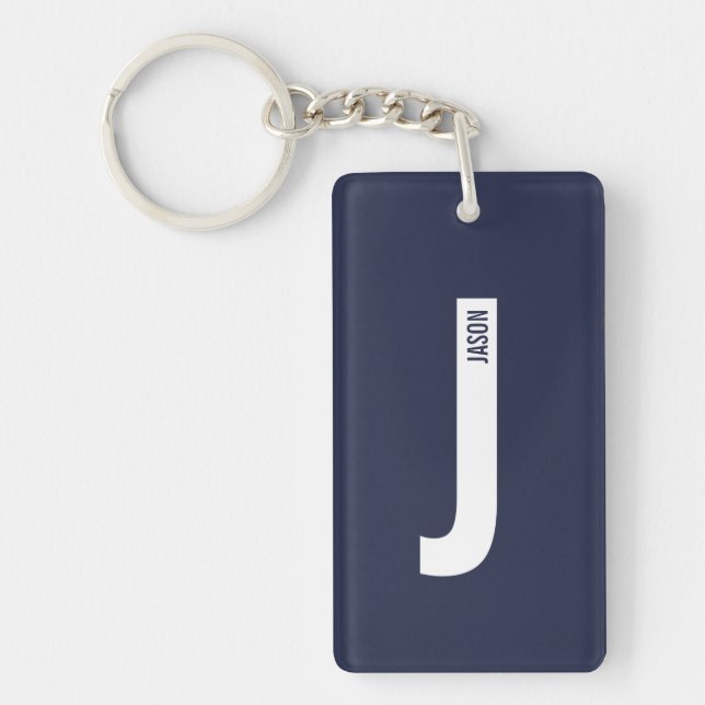 Porte-clefs Monogramme et nom personnalisés gras modernes (Devant)