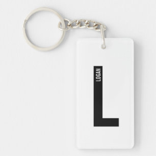 Porte-clefs Monogramme et nom personnalisés gras modernes