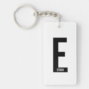 Porte-clefs Monogramme et nom personnalisés gras modernes