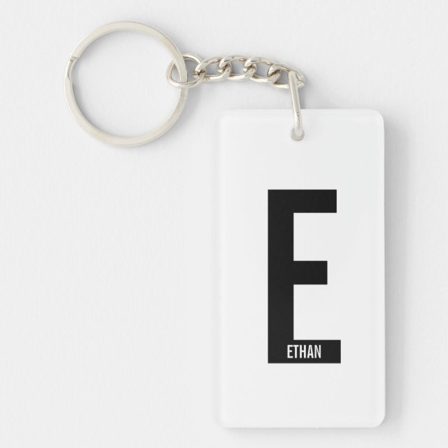 Porte-clefs Monogramme et nom personnalisés gras modernes (Devant)
