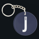 Porte-clefs Monogramme et nom personnalisés gras modernes<br><div class="desc">Conception de monogramme moderne avec la lettre de monogramme personnalisée "J" et le nom dans un style de police sans empattement gras moderne.</div>