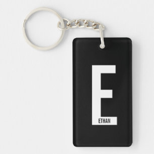 Porte-clefs Monogramme et nom personnalisés gras modernes
