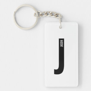 Porte-clefs Monogramme et nom personnalisés gras modernes