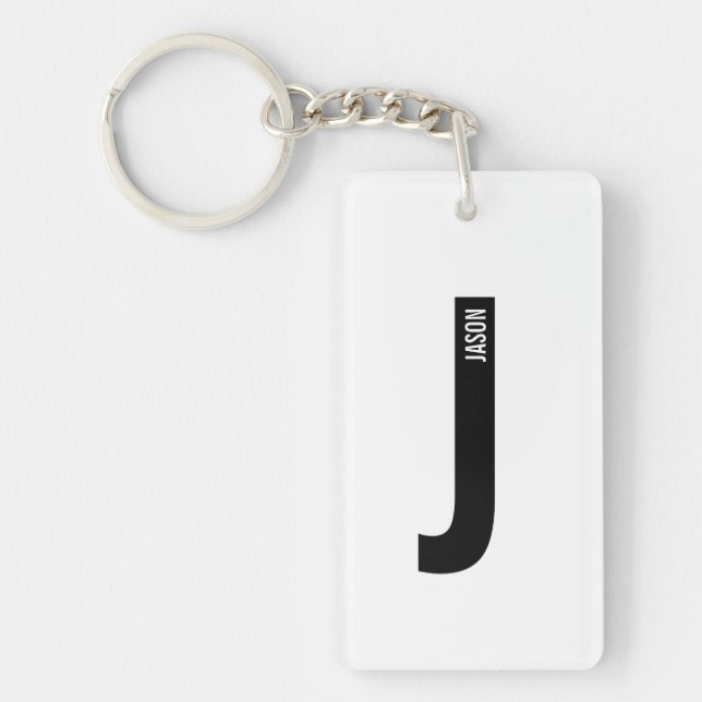 Porte-clefs Monogramme et nom personnalisés gras modernes (Devant)