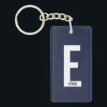 Porte-clefs Monogramme et nom personnalisés gras modernes<br><div class="desc">Conception de monogramme moderne avec lettre de monogramme personnalisée "E" et nom dans un style de police sans empattement gras moderne.

Cadeau parfait pour lui,  cadeau pour la fête des pères,  cadeau pour garçon d'honneur et plus encore.</div>