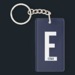 Porte-clefs Monogramme et nom personnalisés gras modernes<br><div class="desc">Conception de monogramme moderne avec lettre de monogramme personnalisée "E" et nom dans un style de police sans empattement gras moderne.

Cadeau parfait pour lui,  cadeau pour la fête des pères,  cadeau pour garçon d'honneur et plus encore.</div>