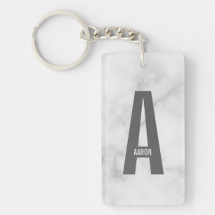 Porte-clefs Monogramme et nom personnalisés gras modernes