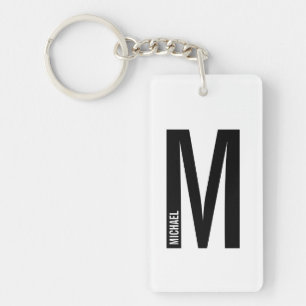 Porte-clefs Monogramme et nom personnalisés modernes