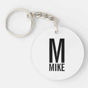 Porte-clefs Monogramme et nom personnalisés modernes