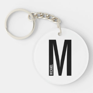 Porte-clefs Monogramme et nom personnalisés modernes