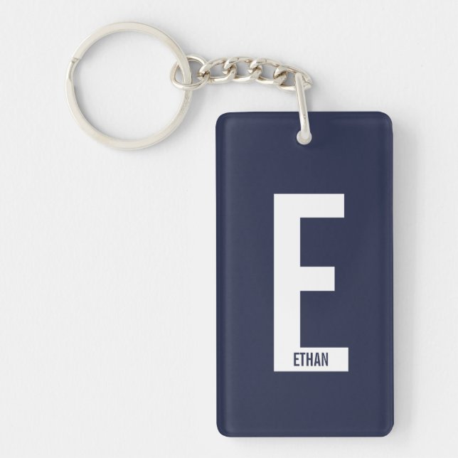 Porte-clefs Monogramme et nom personnalisés modernes (Devant)