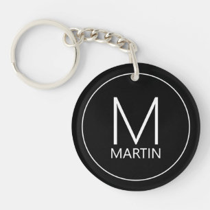 Porte-clefs Monogramme et nom personnalisés modernes