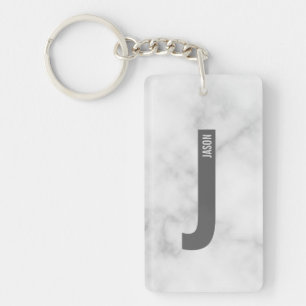 Porte-clefs Monogramme et nom personnalisés modernes