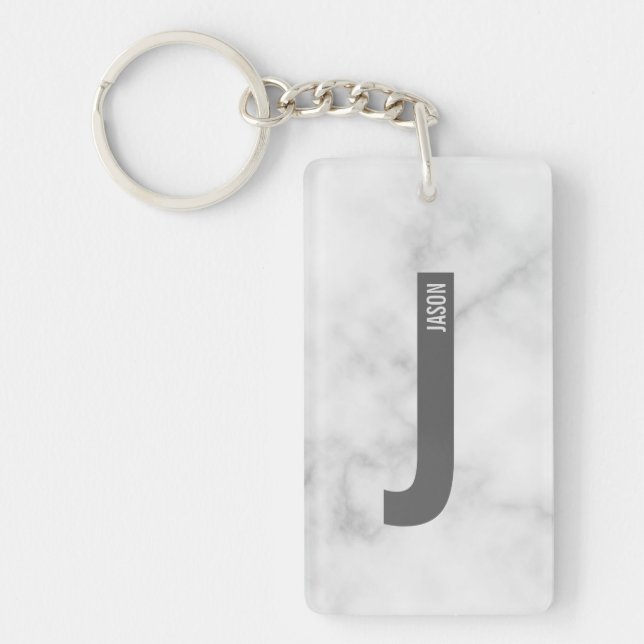 Porte-clefs Monogramme et nom personnalisés modernes (Devant)