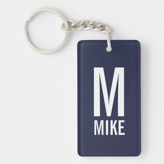 Porte-clefs Monogramme et nom personnalisés modernes (Devant)