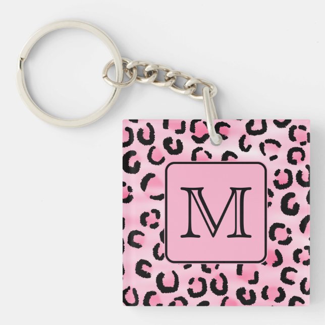 Porte-clefs Monogramme fait sur commande. Copie noire et rose (Devant)