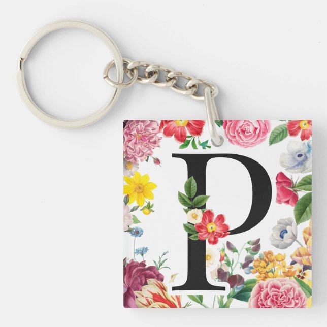 Porte-clefs Monogramme floral (Devant)