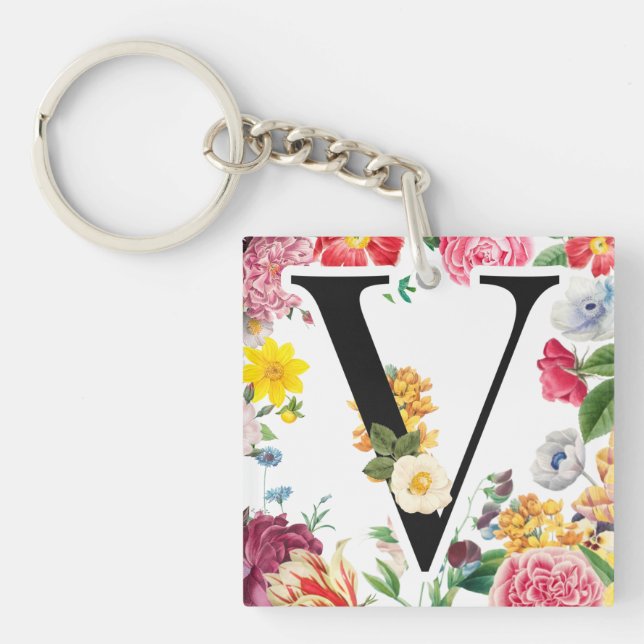 Porte-clefs Monogramme floral (Devant)