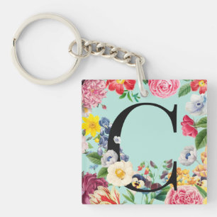 Porte-clefs Monogramme floral